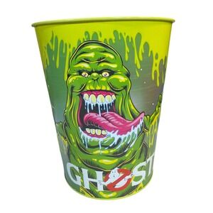 Ghostbusters Slimer Popcorn Bucket 130oz Metal Tin Movie Promo Green Tin Bucket